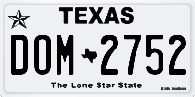 TX license plate DOM2752