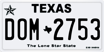TX license plate DOM2753