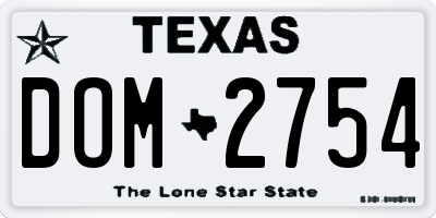 TX license plate DOM2754