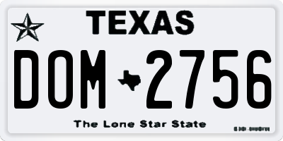 TX license plate DOM2756