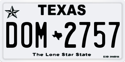 TX license plate DOM2757