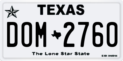 TX license plate DOM2760