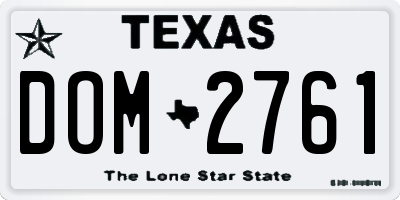 TX license plate DOM2761