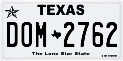 TX license plate DOM2762