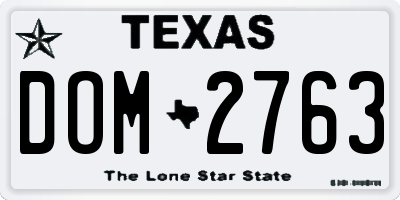 TX license plate DOM2763