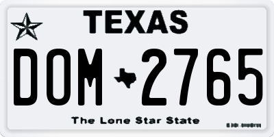 TX license plate DOM2765
