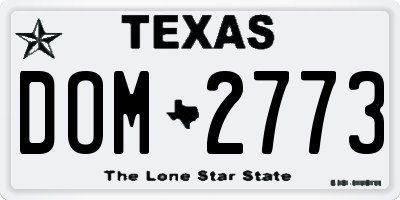 TX license plate DOM2773