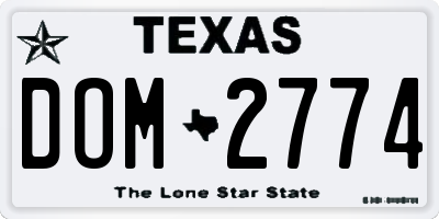 TX license plate DOM2774