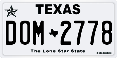 TX license plate DOM2778