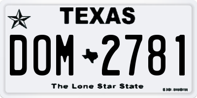 TX license plate DOM2781