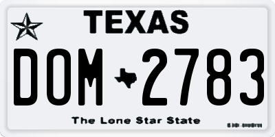 TX license plate DOM2783