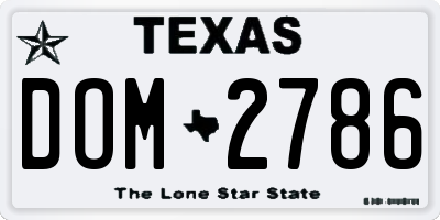 TX license plate DOM2786
