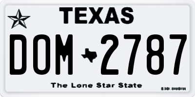 TX license plate DOM2787