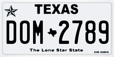 TX license plate DOM2789