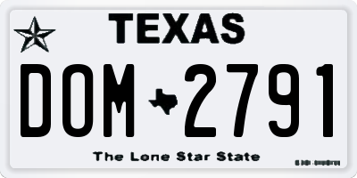 TX license plate DOM2791