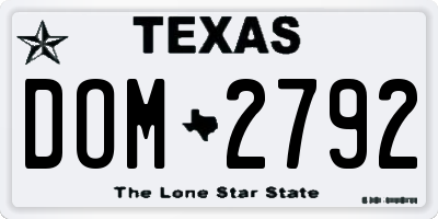 TX license plate DOM2792