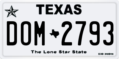 TX license plate DOM2793