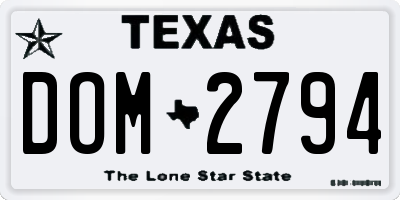 TX license plate DOM2794