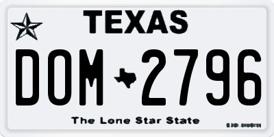 TX license plate DOM2796