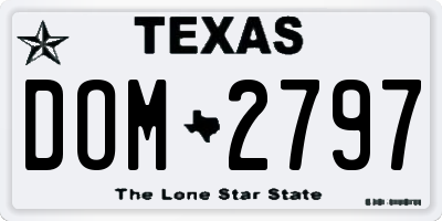 TX license plate DOM2797