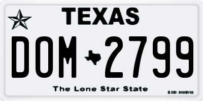 TX license plate DOM2799