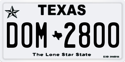 TX license plate DOM2800