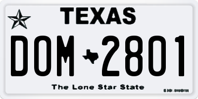 TX license plate DOM2801