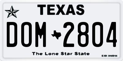 TX license plate DOM2804