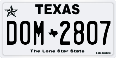 TX license plate DOM2807