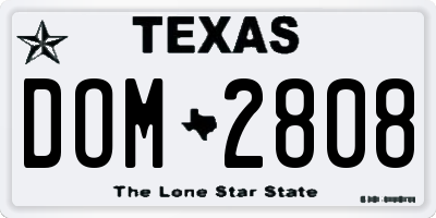 TX license plate DOM2808