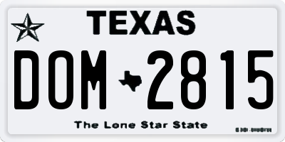 TX license plate DOM2815