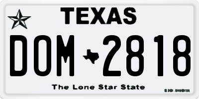 TX license plate DOM2818