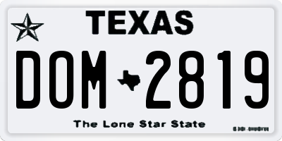 TX license plate DOM2819