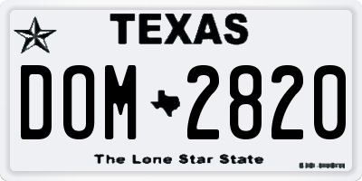 TX license plate DOM2820