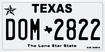 TX license plate DOM2822