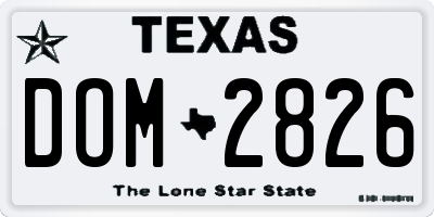 TX license plate DOM2826