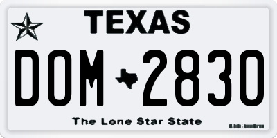 TX license plate DOM2830