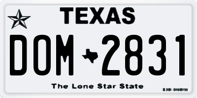 TX license plate DOM2831
