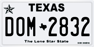 TX license plate DOM2832