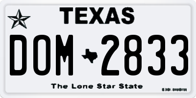 TX license plate DOM2833