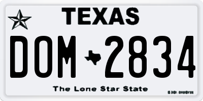 TX license plate DOM2834