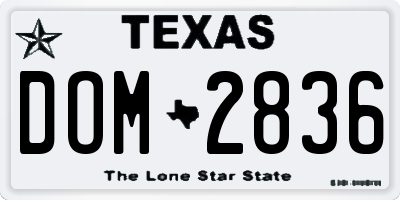 TX license plate DOM2836