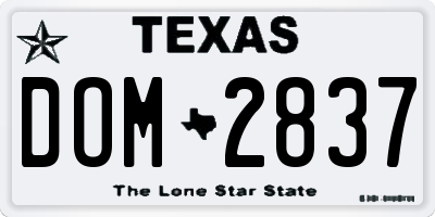 TX license plate DOM2837