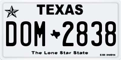 TX license plate DOM2838