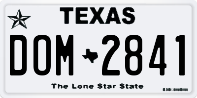 TX license plate DOM2841