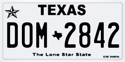 TX license plate DOM2842