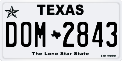 TX license plate DOM2843