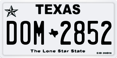 TX license plate DOM2852