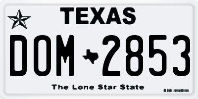 TX license plate DOM2853