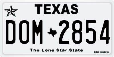 TX license plate DOM2854